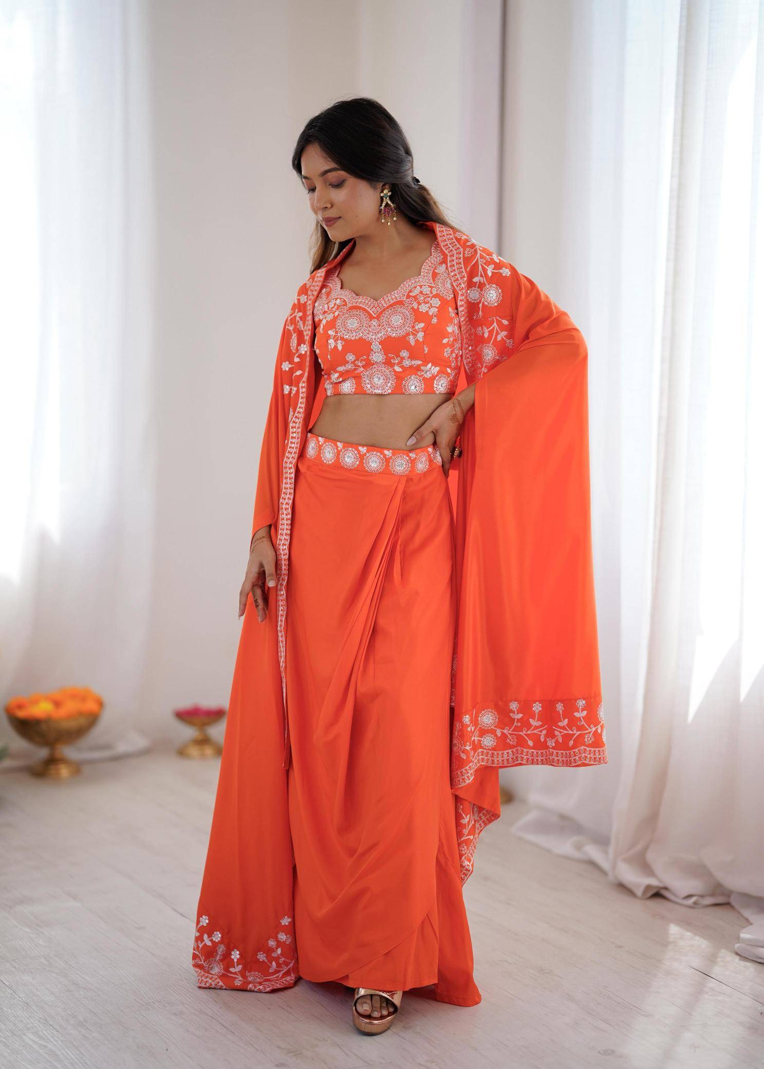 SP 73 Crep Orange Latest lehenga choli collection in Surat